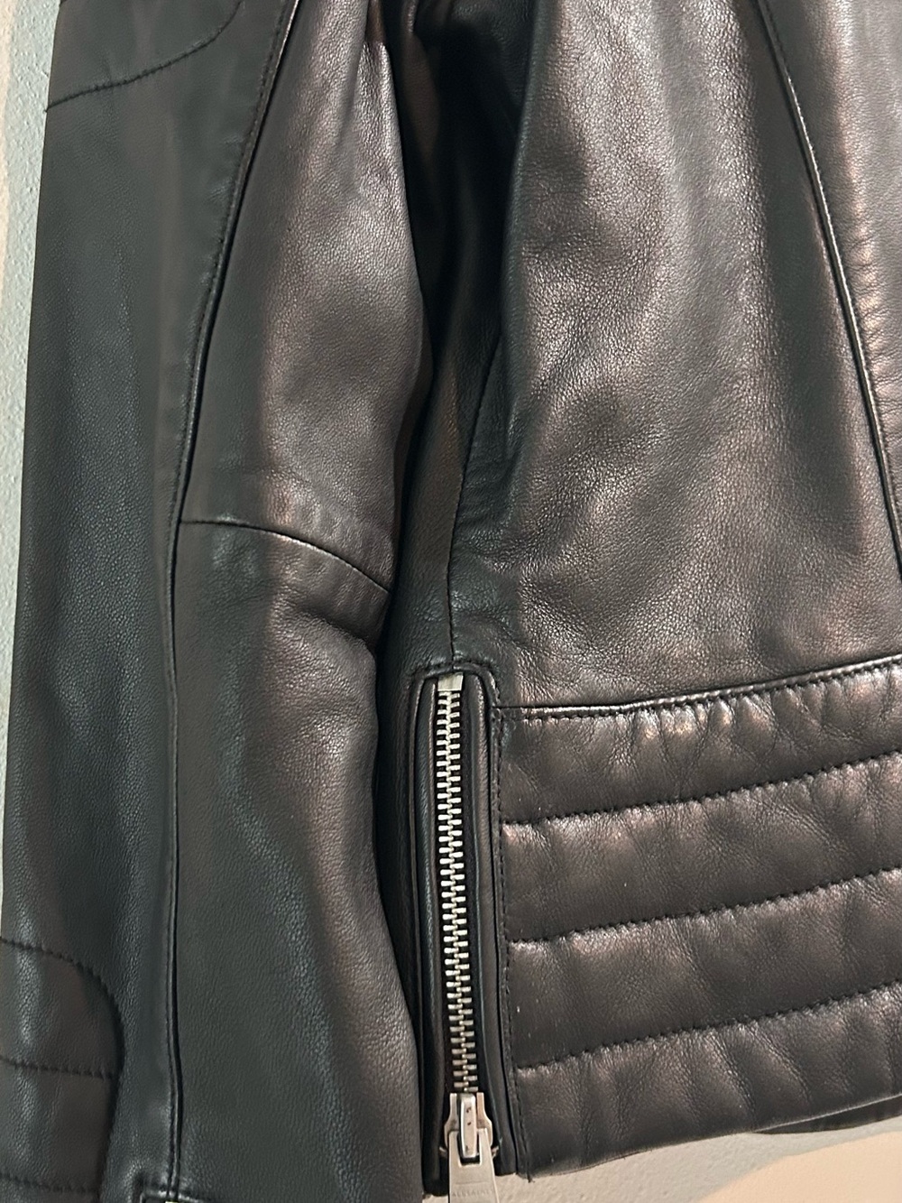 440$ALLSAINTS Steine Black Leather Biker Moto Jacket NWT Size 10 - Picture 9 of 13